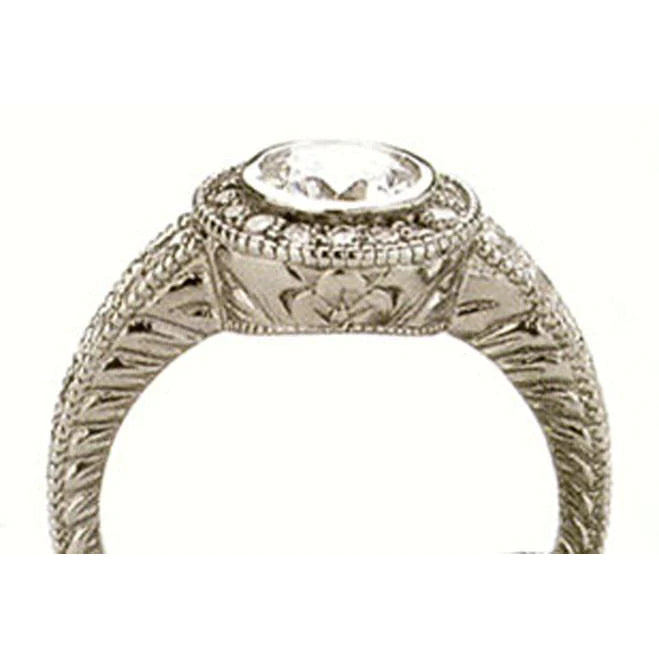 Halo Natural Diamond Engagement Ring Vintage Style 1.35 Carats