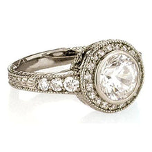 Halo Natural Diamond Engagement Ring Vintage Style 1.35 Carats