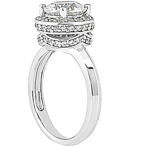 Halo Natural Diamond Engagement Ring White Gold 2.61 Ct.