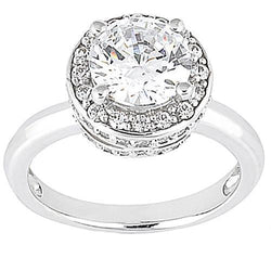 Halo Natural Diamond Engagement Ring White Gold 2.61 Ct.