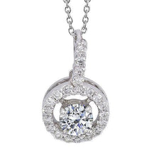 Halo Natural Diamond Necklace Women Round Cut Pendant 1.5 Ct 14K White Gold