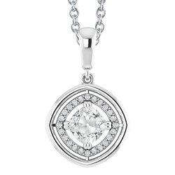 Halo Natural Diamond Pendant Cushion Old Miner Prong Set With Bail 3 Carats