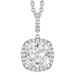 Halo Natural Diamond Pendant Round & Cushion Old Mine Cut 7.50 Carats