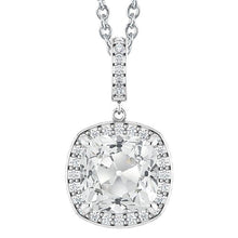 Halo Natural Earth Mined Diamond Pendant Round & Cushion Old Mine Cut 7.50 Carats