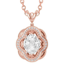 Halo Natural Diamond Pendant Round & Oval Old Miner 4 Carats Rose Gold 14K