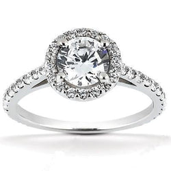 Halo Natural Diamond Women Engagement Ring White Gold 1.66 Carats