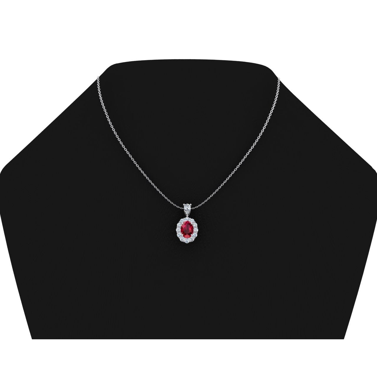 Halo Natural Eagle Claws Ruby Necklace With  Round Diamonds