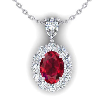 Hal0 Natural Eagle Claws Ruby Necklace With Pear & Round Diamonds