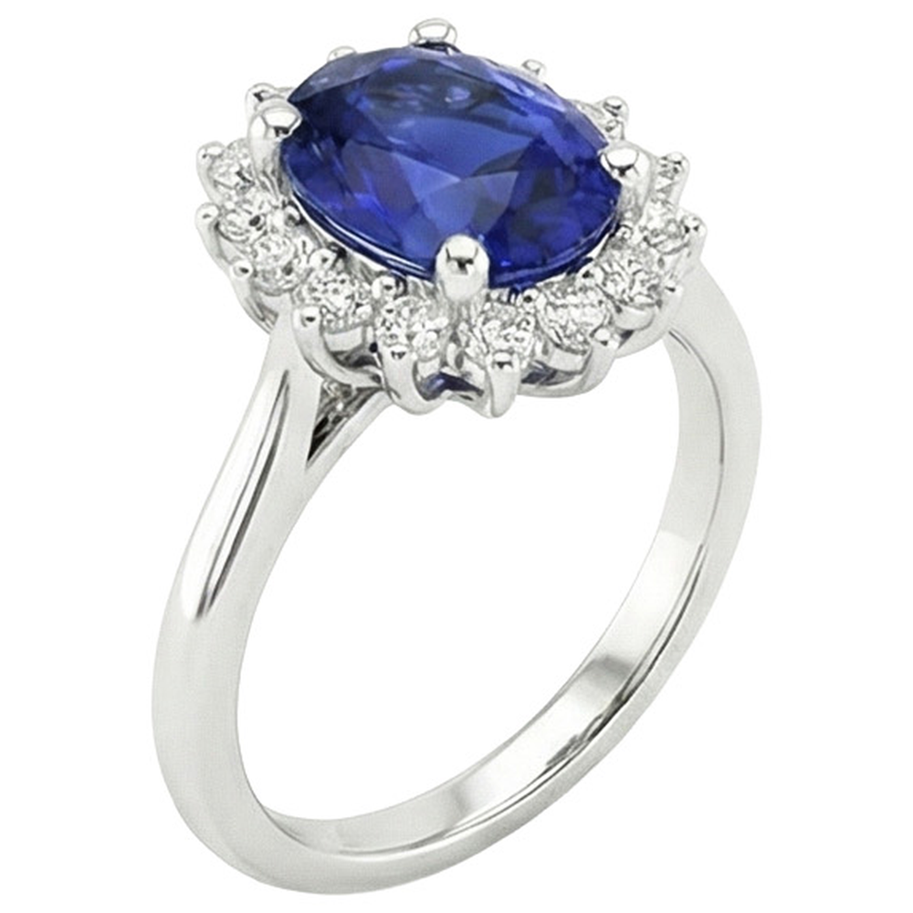 natural round sapphire 4ct ring top view