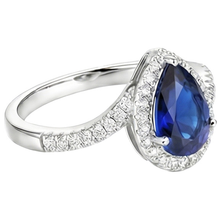 natural round sapphire 4ct ring on white background