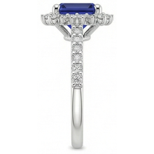 Halo Natural Earth Mined Diamond And Sapphire Engagement Ring