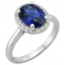 Halo Natural Earth Mined Diamond Blue Sapphire Engagement Ring 4 Carats White Gold 14K