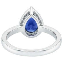 Halo Natural Earth Mined Diamond Blue Sapphire Teardrop Style Ring With Accents 5.50 Carat
