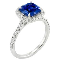 Natural Sapphire Ring 3.25ct - White Gold 14K