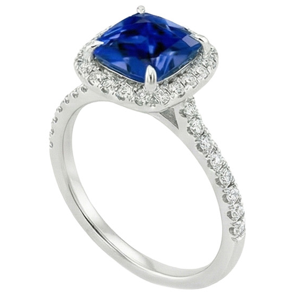 natural round sapphire 3.25ct ring top view