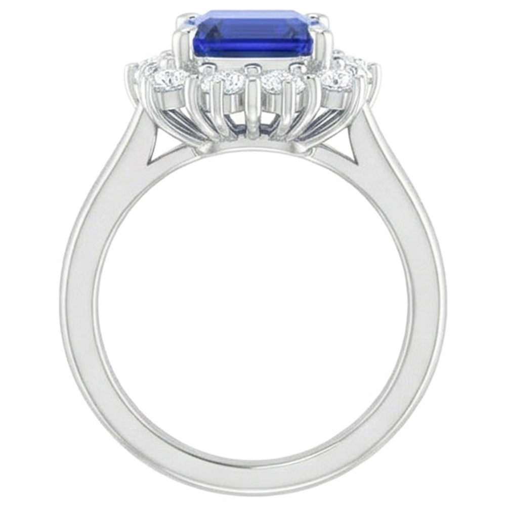 natural emerald sapphire 8.20ct ring on white background