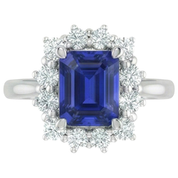 Natural Sapphire Ring 8.20ct - White Gold 14K