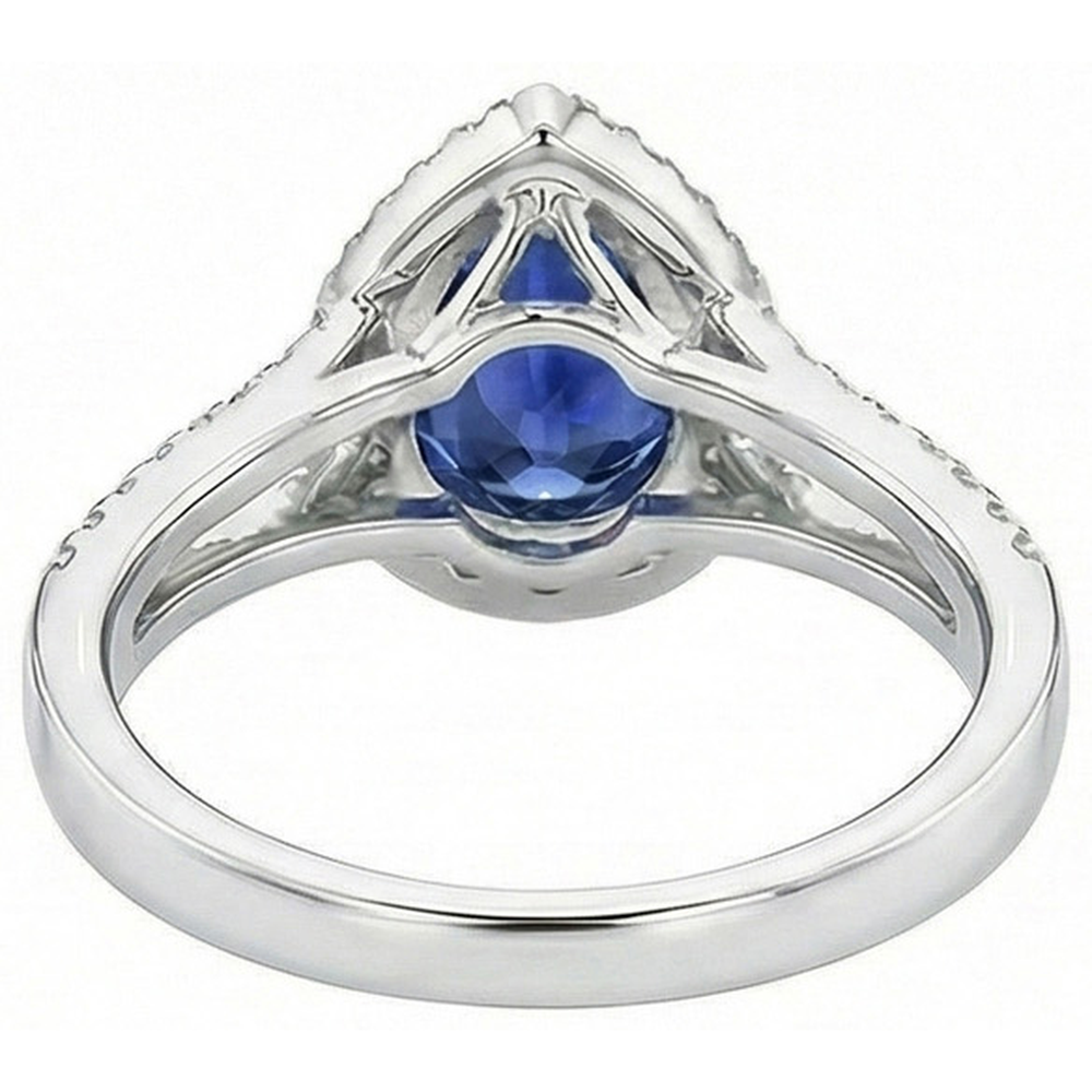 natural round sapphire 4ct ring on white background