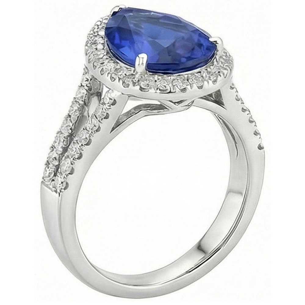 natural round sapphire 4ct ring profile view