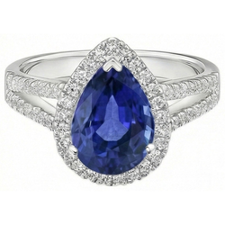 Natural Sapphire Ring 4ct - White Gold 14K