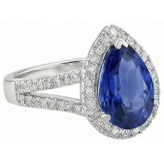 natural round sapphire 4ct ring side angle