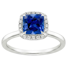 Halo Natural Earth Mined Diamond Engagement Ring Prong Set Blue Sapphire Gold 2.75 Carats