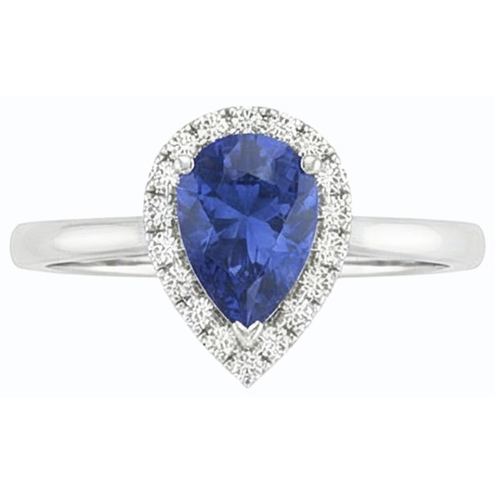 natural round sapphire 2.50ct ring on white background