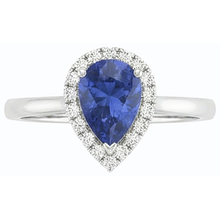 natural round sapphire 2.50ct ring on white background