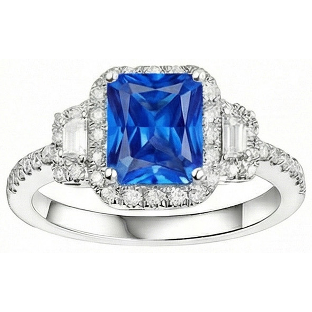 natural round sapphire 4.50ct ring profile view