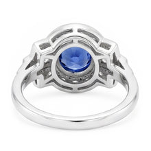 Halo Natural Earth Mined Diamond Ring Bezel Set Ceylon Sapphire 2.50 Carats Milgrain Shank