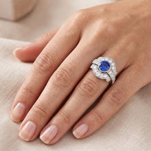 Halo Natural Earth Mined Diamond Ring Bezel Set Ceylon Sapphire 2.50 Carats Milgrain Shank