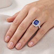 Halo Natural Earth Mined Diamond Ring Emerald Blue Sapphire Jewellery 3 Carats Channel Set