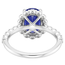 Halo Natural Earth Mined Diamond Ring Flower Style Sri Lankan Sapphire 4 Carats