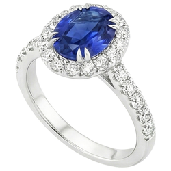 Natural Sapphire Ring 6.50ct - White Gold 14K