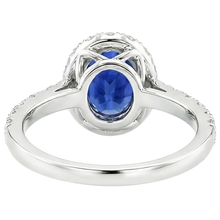 natural round sapphire 6.50ct ring on white background