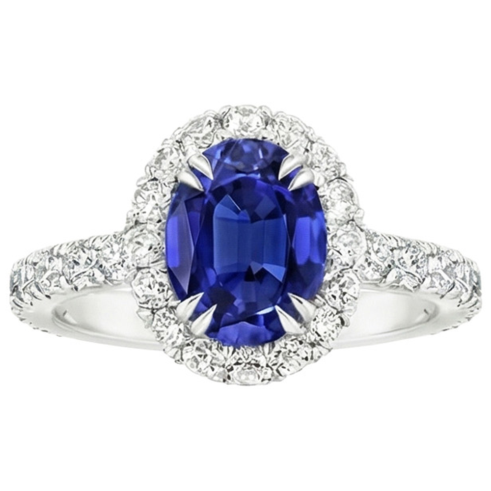 natural round sapphire 6.50ct ring close up detail