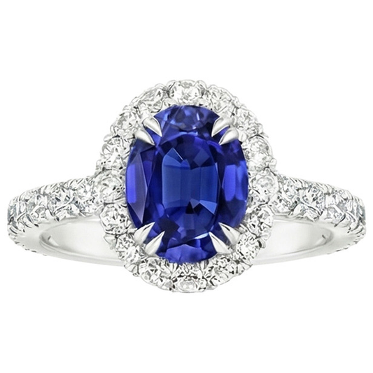 natural round sapphire 6.50ct ring close up detail