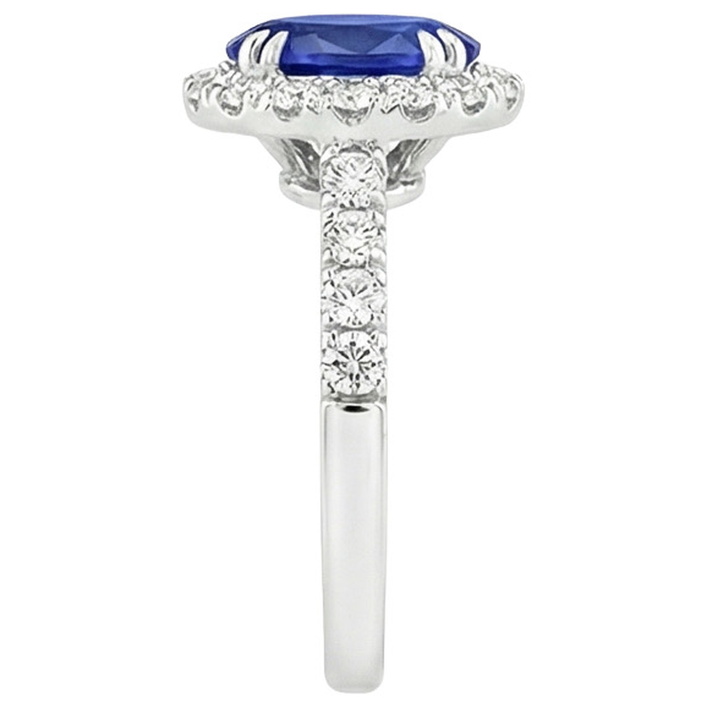natural round sapphire 6.50ct ring profile view