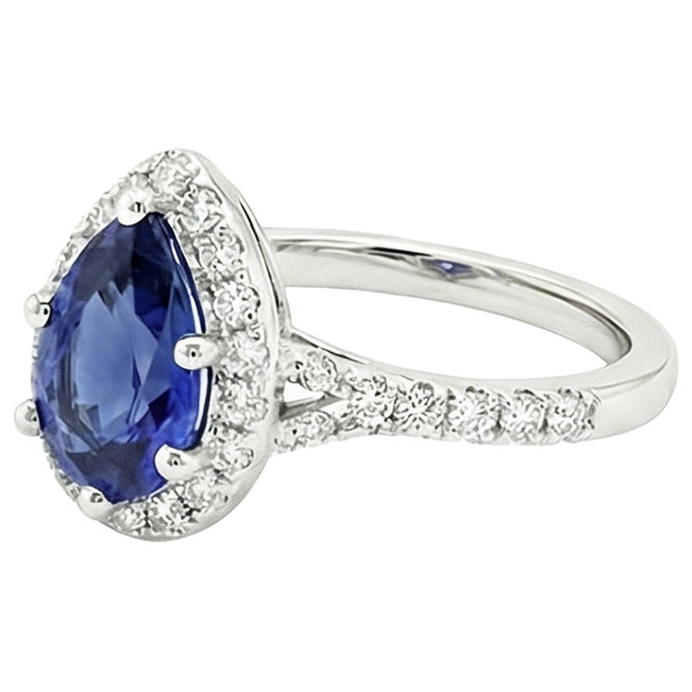 natural round sapphire 5.25ct ring profile view