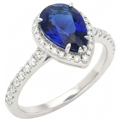 Natural Sapphire Ring 3.25ct - White Gold 14K