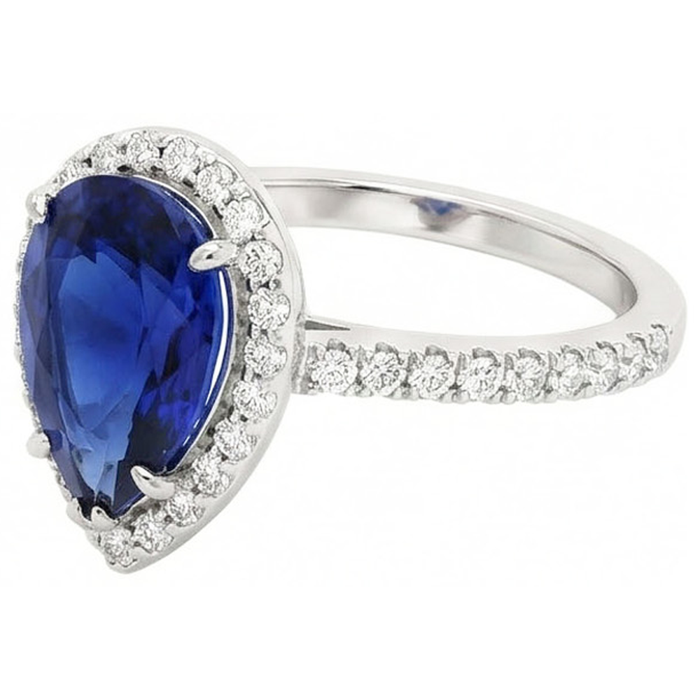 natural round sapphire 3.25ct ring side angle