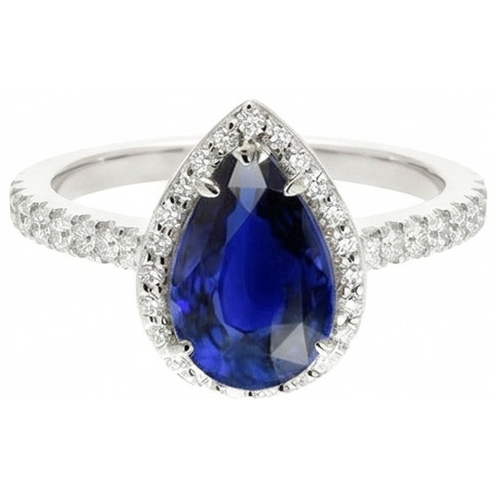 natural round sapphire 3.25ct ring close up detail