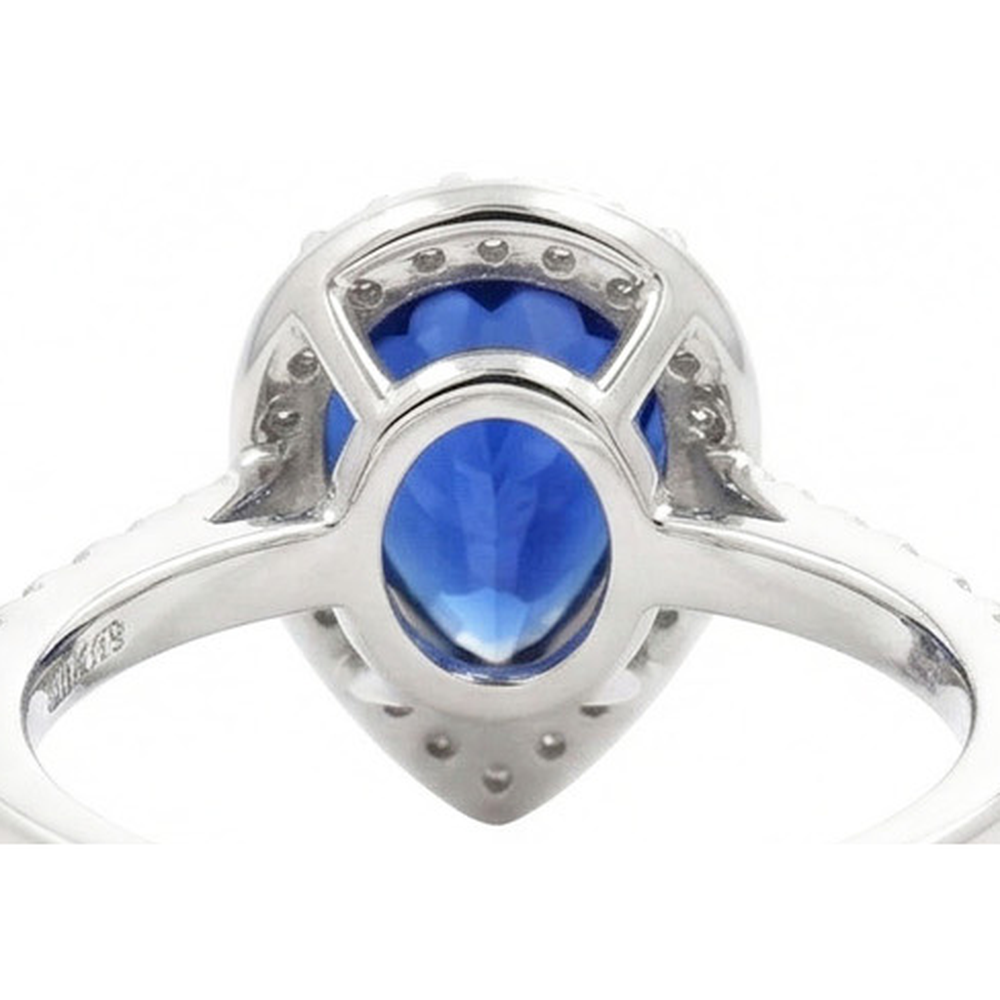 natural round sapphire 3.25ct ring top view