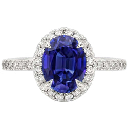 Halo Natural Earth Mined Diamond Ring Sapphire Jewellery