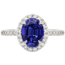 Halo Natural Earth Mined Diamond Ring Sapphire Jewellery