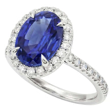 Halo Natural Earth Mined Diamond Ring Sapphire Jewellery