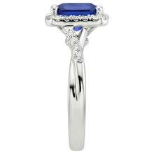 Halo Natural Earth Mined Diamond Ring Square Shape Ceylon Blue Sapphire Center 4 Carats