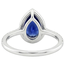 Halo Natural Earth Mined Diamond Ring Teardrop Style Blue Sapphire With Accents 5.50 Carat