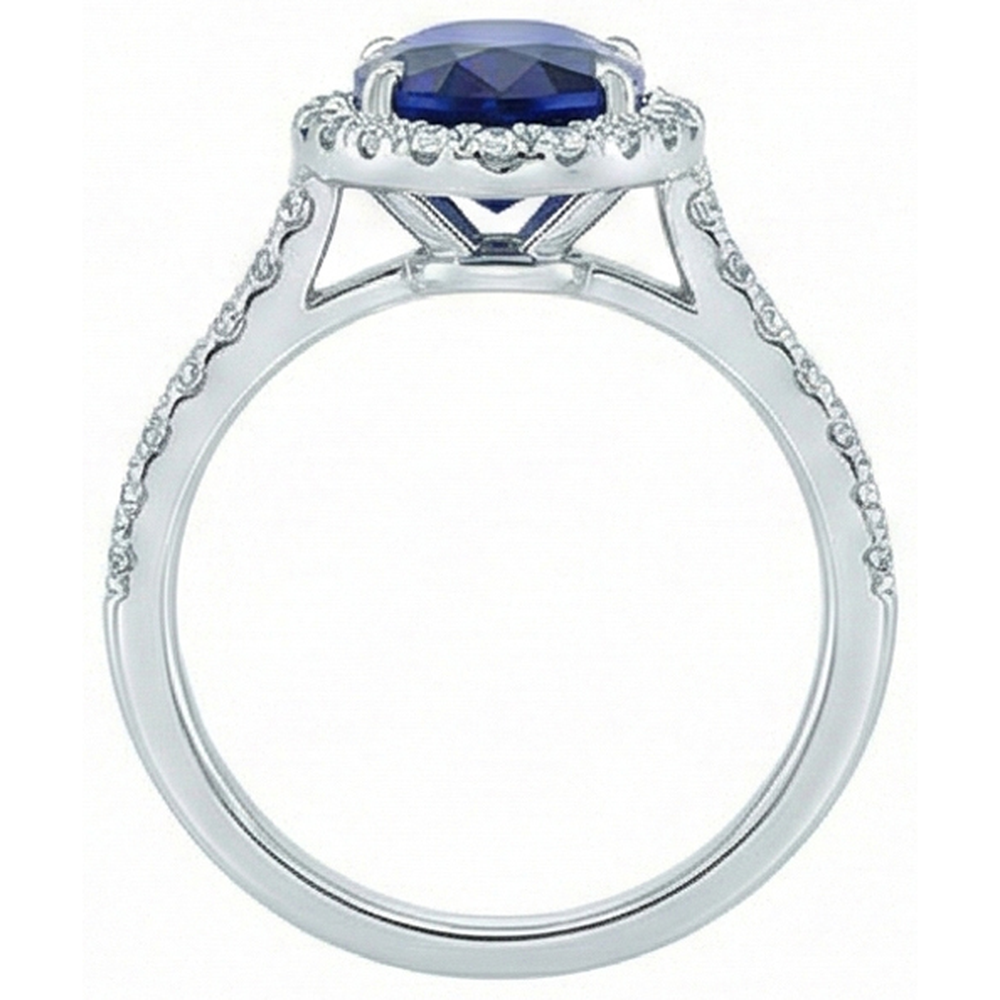 natural round sapphire 7.50ct ring profile view