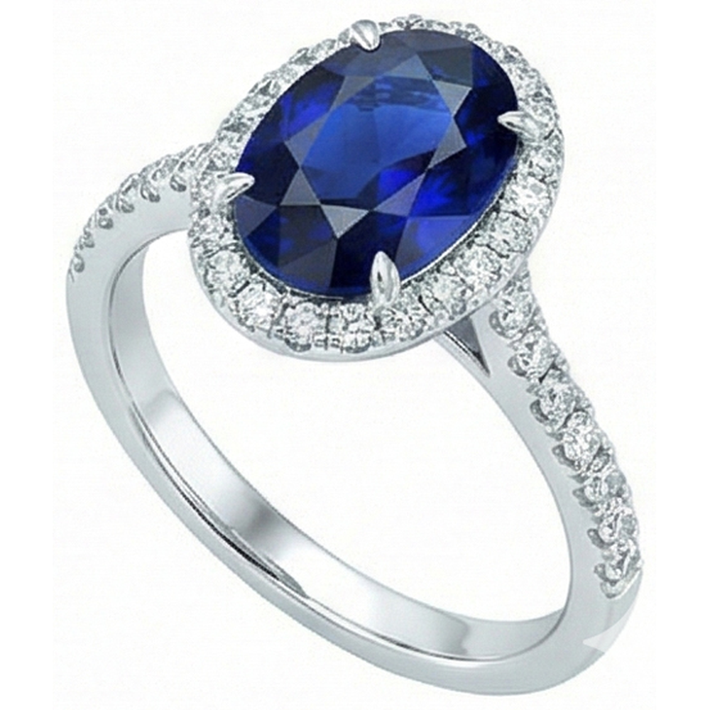 natural round sapphire 7.50ct ring close up detail